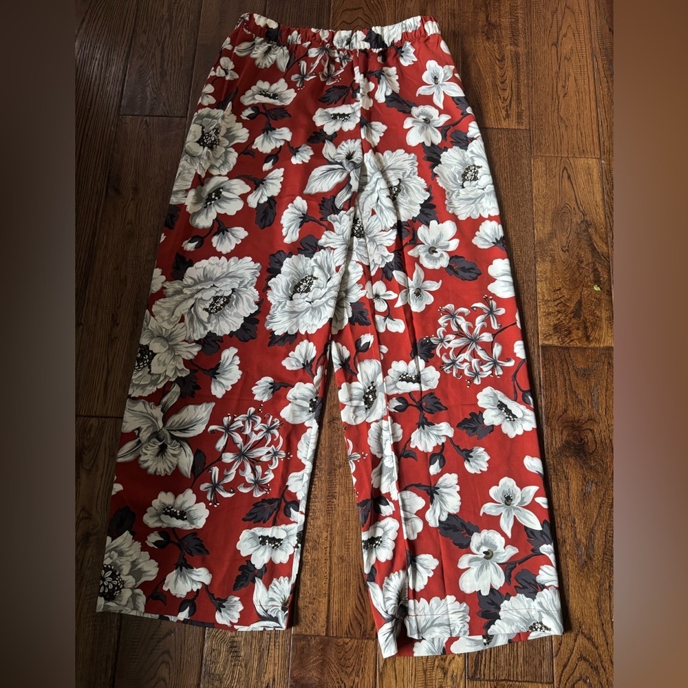 Laurie Felt Tropical Floral Print Wide Leg Pants
